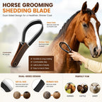 Dual sided pet shedding brush with stainless steel blade.
