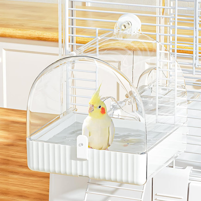 BUCATSTATE Hanging Bird Bath for Cage, 3 in 1 Multifunction Bird Bath/Bowl/House, Bird Cage Accessories Suitable for Small to Medium Birds, Like Lovebirds, Finches, Parakeets, Mannikin - Image 1