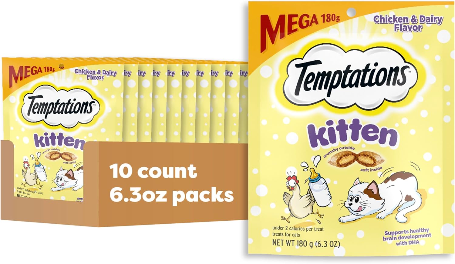Temptations Kitten Treats Classic Crunchy and Soft Cat Treats Variety Pack, 6.3 oz. Pouches (Pack of 4) - Image 14