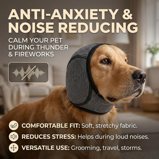 Ensimdi Zenpup dog calming hoodie medium black adjustable ear muffs for fireworks
