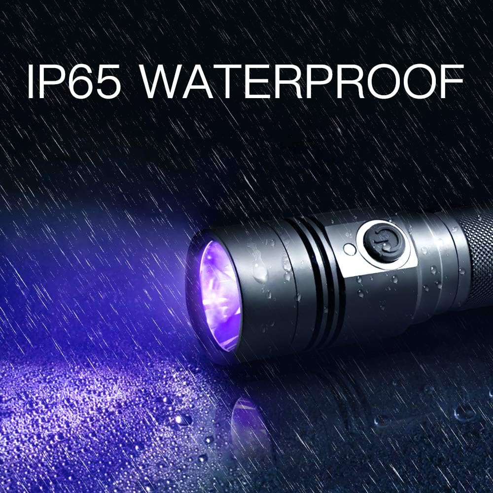 Tactical UV detector highlighting authentic security threads on paper currency notes in a darkened setting
