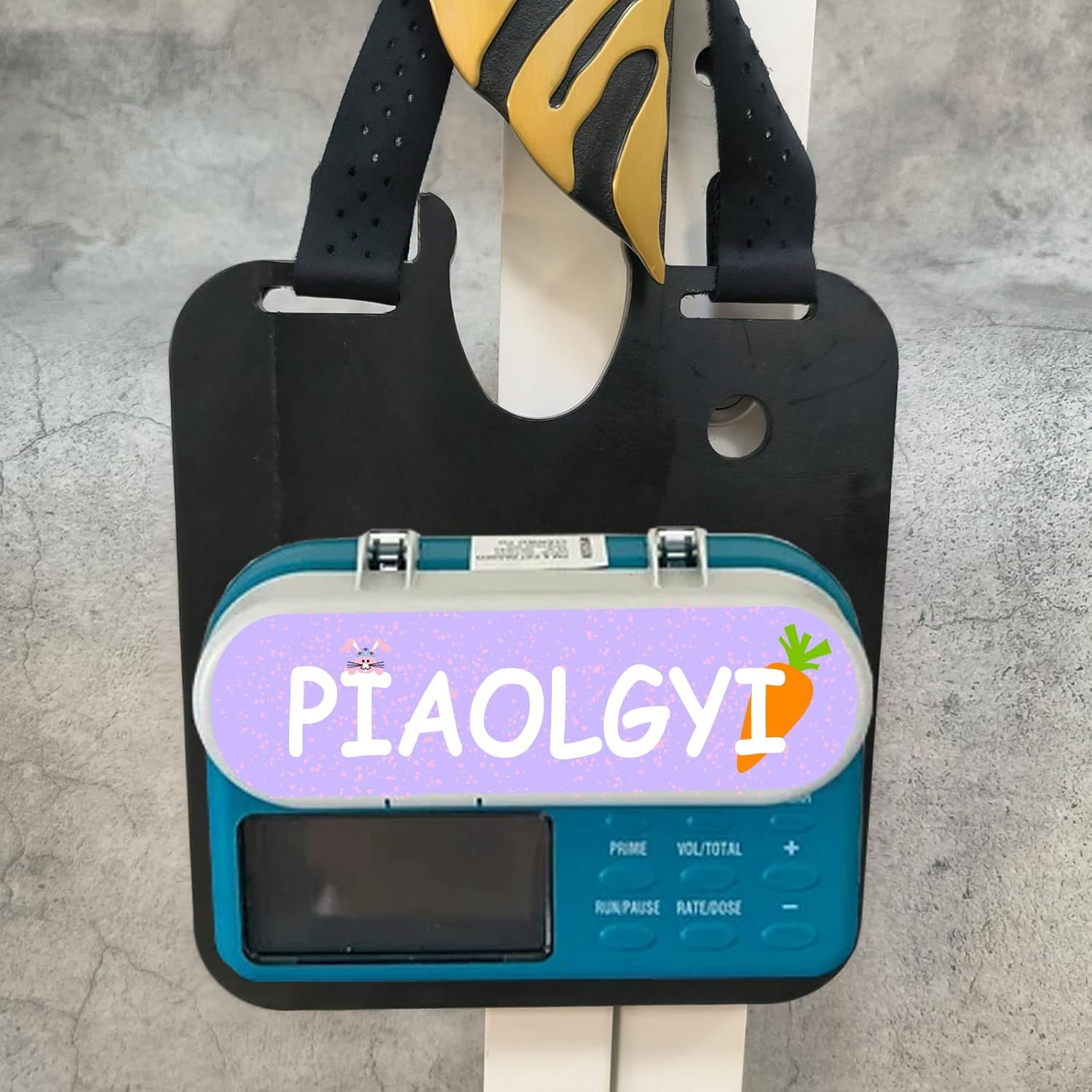 PIAOLGYI G Tube feeding pump hanger front view showing blue plastic support bracket structure