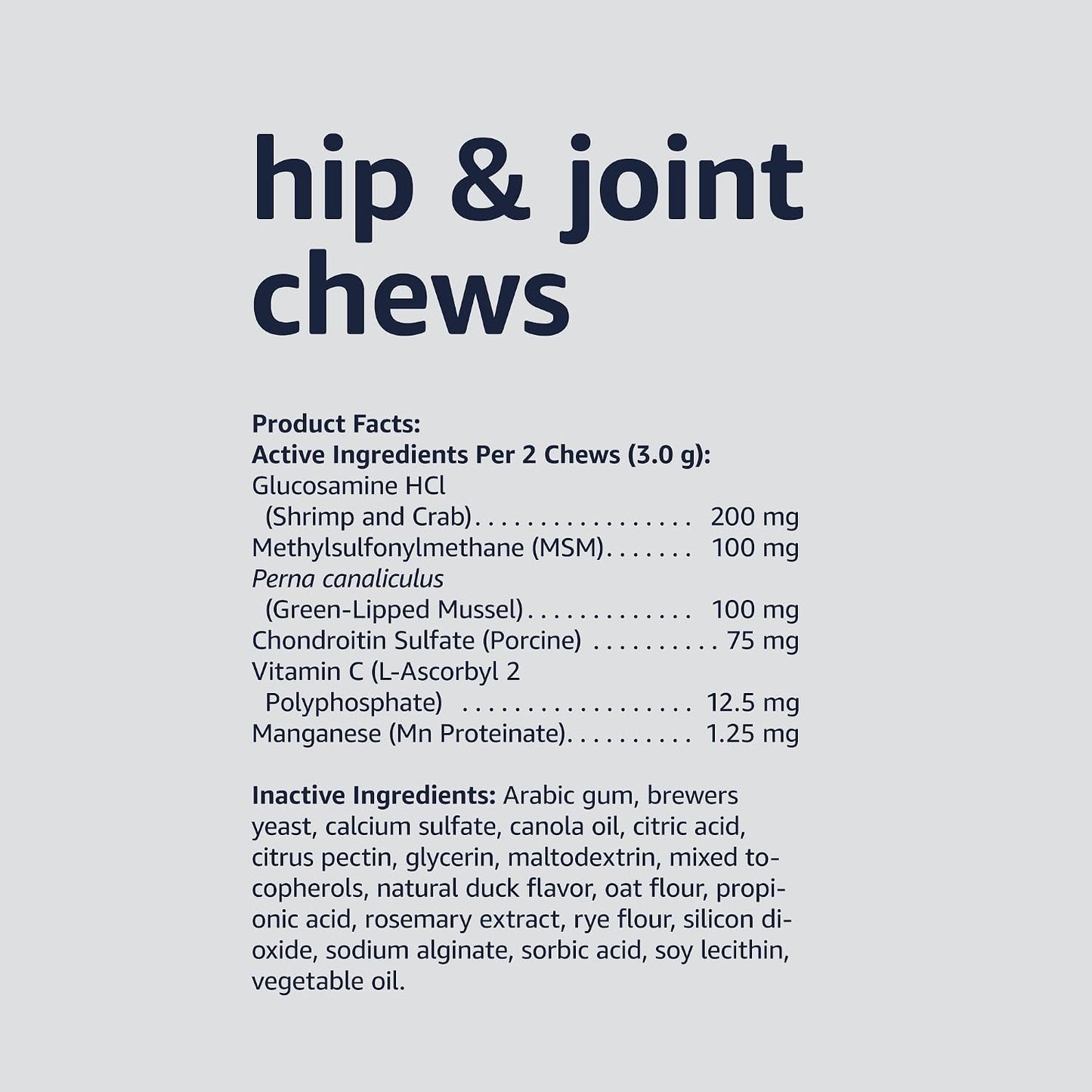 Amazon Basics hip and joint supplement one hundred and twenty count resealable bag