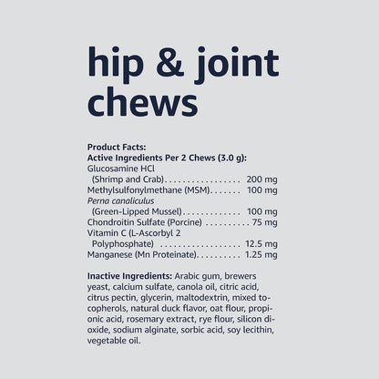 Amazon Basics hip and joint supplement one hundred and twenty count resealable bag