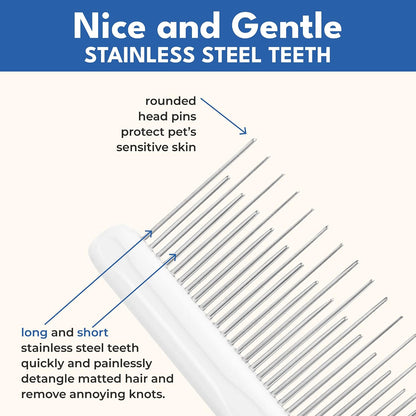 Freshly Bailey dual length detangler brush angled view demonstrating alternating long and short stainless steel pins