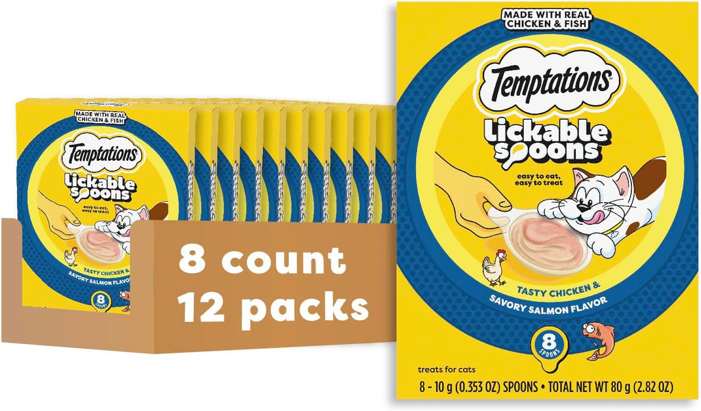 Temptations Lickable Spoons, Soft Lickable Cat Treats, Adult Wet Cat Treats, Savory Salmon and Tempting Tuna Flavor, 4 Spoons, Pack of 12 (48 Total) - Image 10