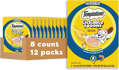 Temptations Lickable Spoons, Soft Lickable Cat Treats, Adult Wet Cat Treats, Variety Pack, 24 Spoons - Image 11