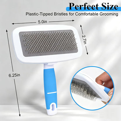 Skin friendly dog brush for removing tangles knots and mats.