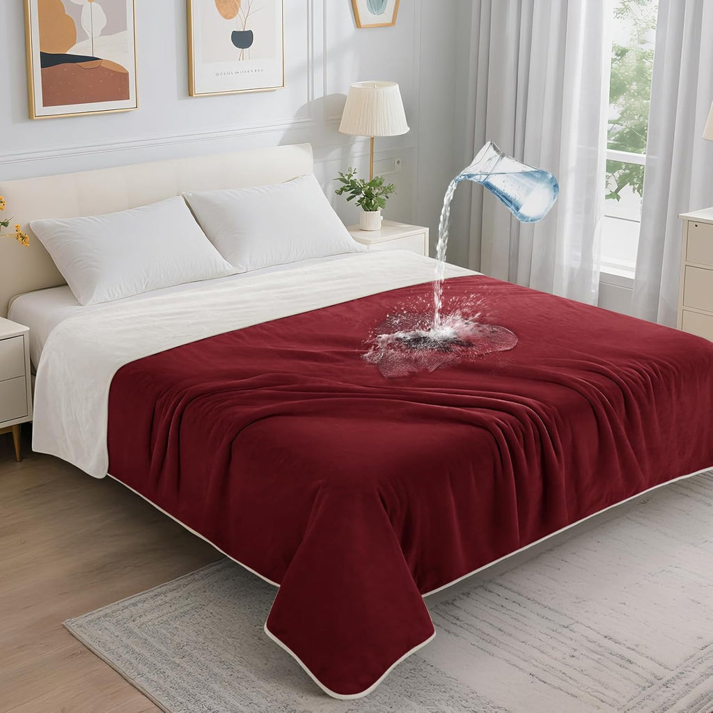 LOOBANI Waterproof Blanket for Bed: Reversible Soft Flannel Twin Bed Blanket 60" x 80", Leakproof Throw Spill-Proof Dog Pet Blanket for Couch Cover, Movie Time, Camping, Travel, Grey - Image 13