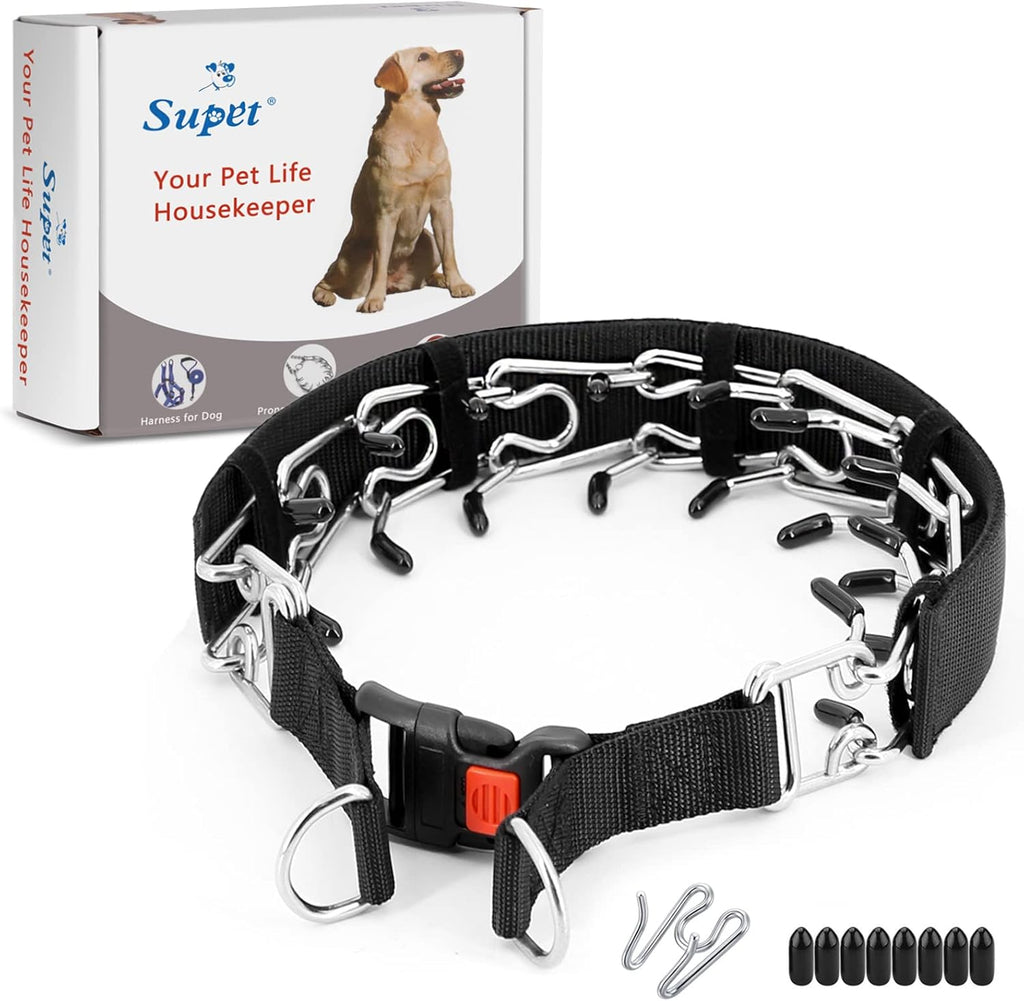 Supet dog prong collar front view stainless steel training device
