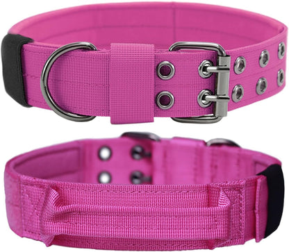 Tactical Dog Collar Military Adjustable Dog Collars Soft Nylon Training Collar with Patch Heavy Duty Metal Buckle Collars for Medium Large Dogs (Black, L) - Image 9