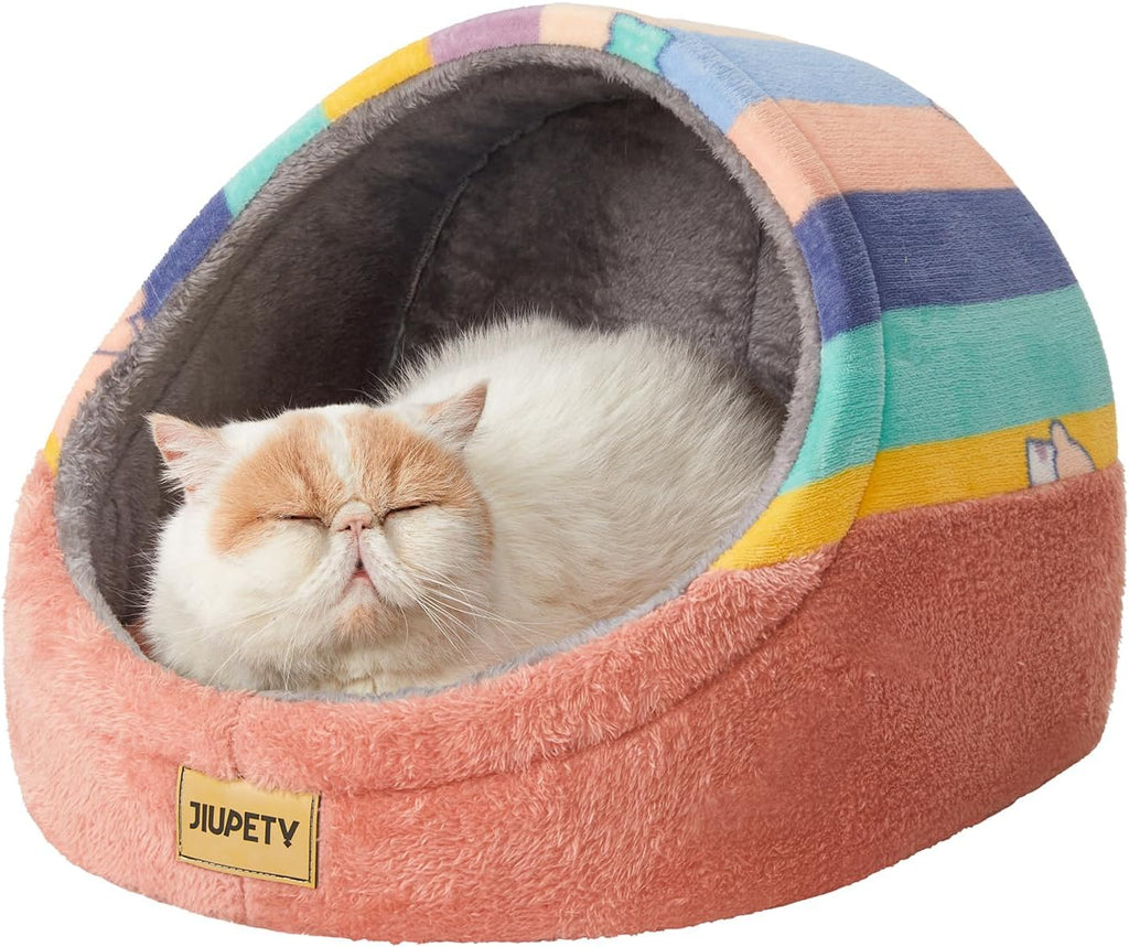 Jiupety Cute Cat Beds for Indoor Cats, Cat Cave Bed for Kittens, Large Cat Cave and Covered Cat Bed with Anti-Slip Bottom, Washable Removable Cushion, M(16"x16"x13"), Dark Gray - Image 11