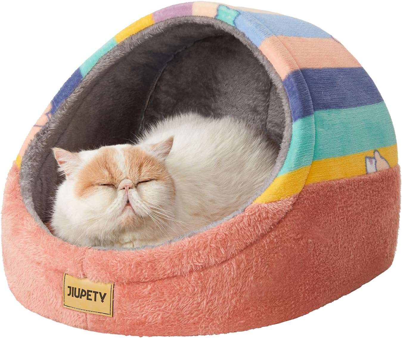 Jiupety Cute Cat Beds for Indoor Cats, Cat Cave Bed for Kittens, Large Cat Cave and Covered Cat Bed with Anti-Slip Bottom, Washable Removable Cushion, M(16"x16"x13"), Dark Gray - Image 11