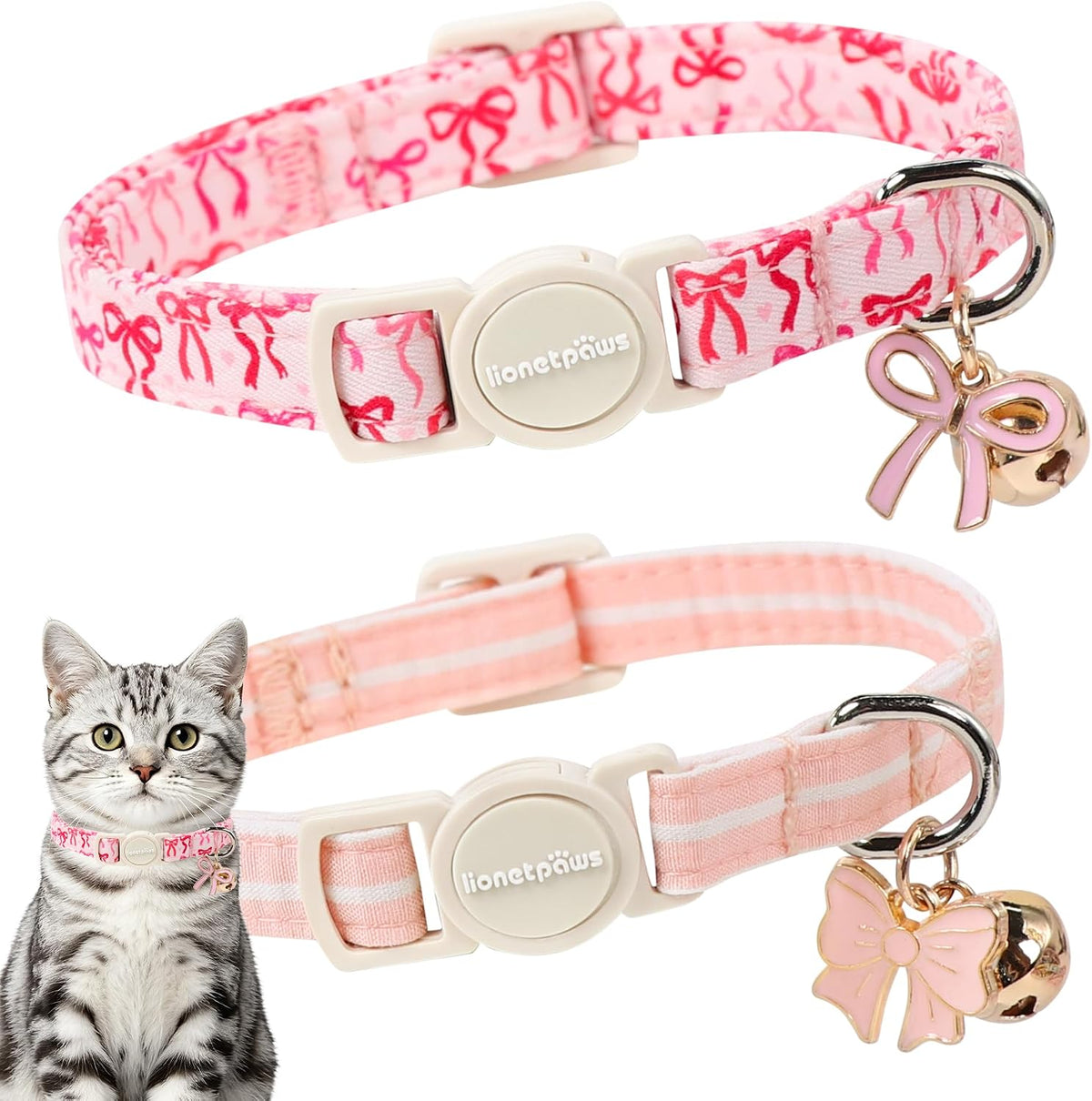LIONET PAWS 2 Pack Breakaway Summer Cat Collars, Cute Soft Cotton Blue Beach Themed Kitten Collars with Bell for Boy Girl Cats - Image 12