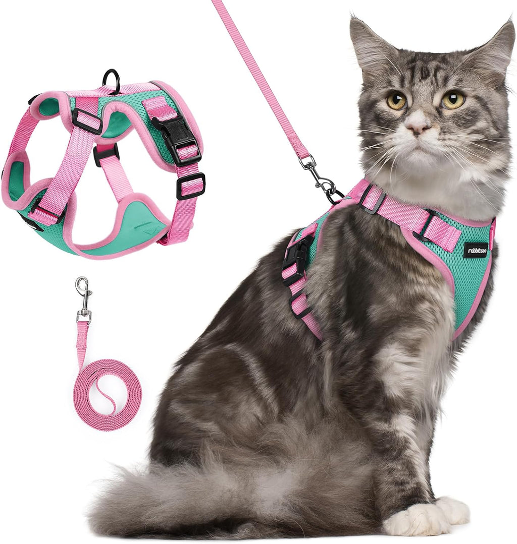 rabbitgoo Cat Harness and Leash Set, Escape Proof Soft Adjustable Vest Harnesses for Outdoor Walking, Easy Control Breathable Kitten Jacket with Reflective Strips, Pink & Purple, X-Small - Image 14