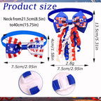 Close up view of the adjustable slide buckle on the red white and blue pet neckties.