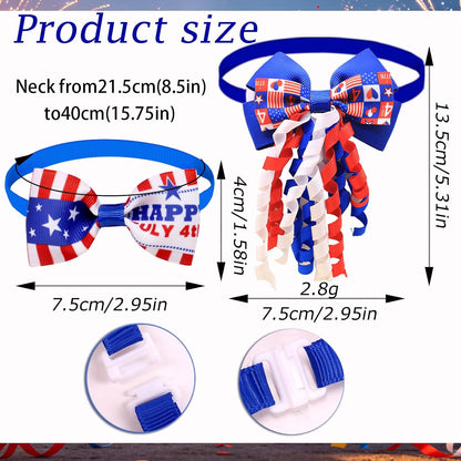 Close up view of the adjustable slide buckle on the red white and blue pet neckties.