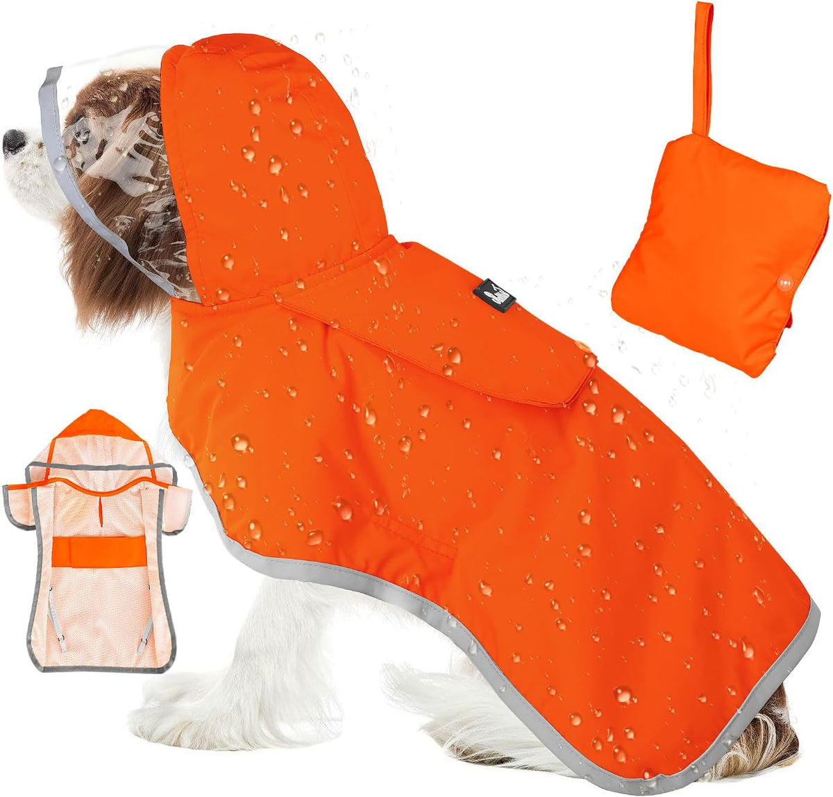 SlowTon Dog Raincoat, Adjustable Dog Rain Jacket Clear Hooded Double Layer, Waterproof Poncho with Reflective Strip Straps and Storage Pocket for Small Medium Large Dogs Puppies(DK XL) - Image 10