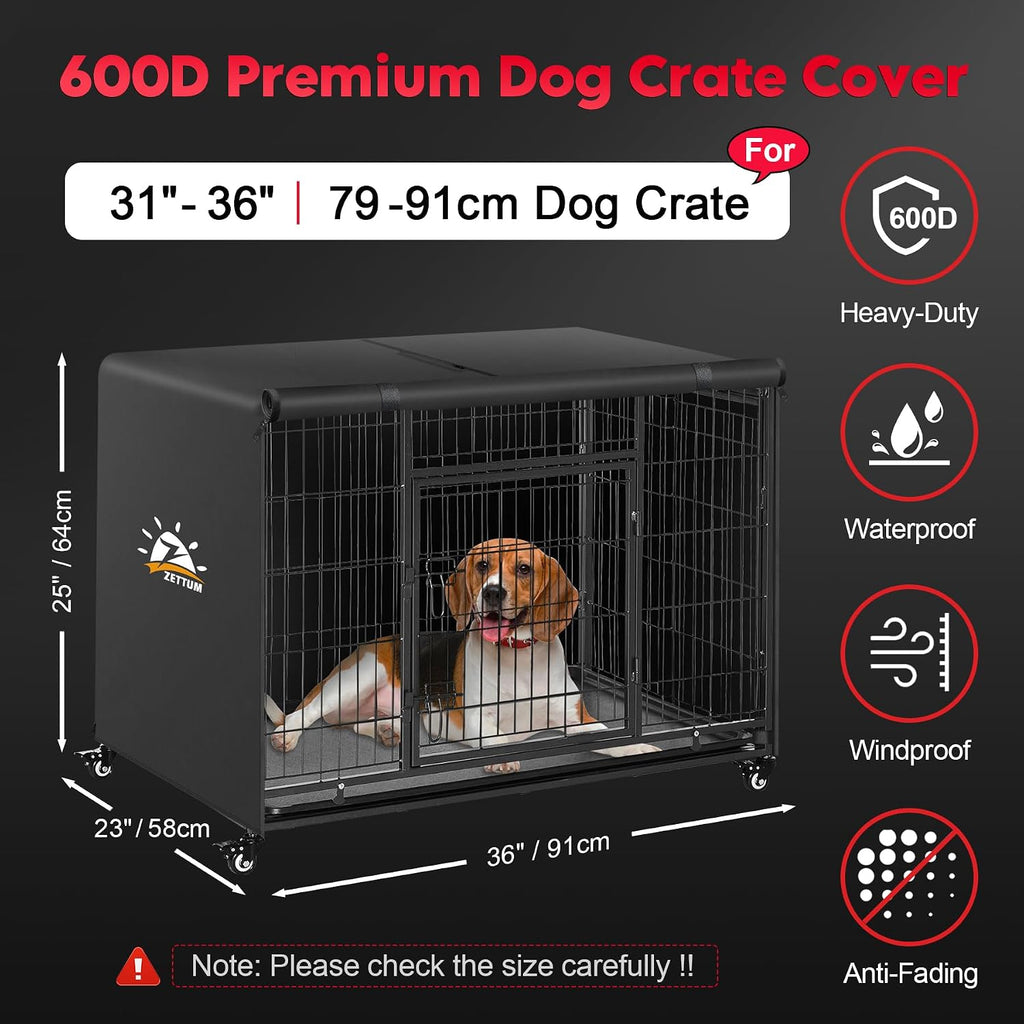 Zettum 600D oxford cloth kennel cover roll up mesh window open