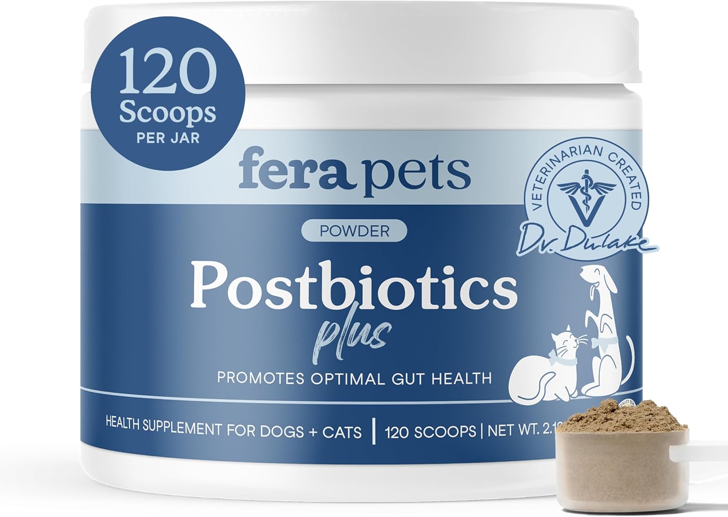 Fera Pets Probiotics for Dogs & Cats with Prebiotics - USDA Organic - Gut Health Powder Supplement with 12 Strains and 5 Billion CFUs - Supports Immunity, Energy and Skin & Coat - 60 Scoops - Image 10