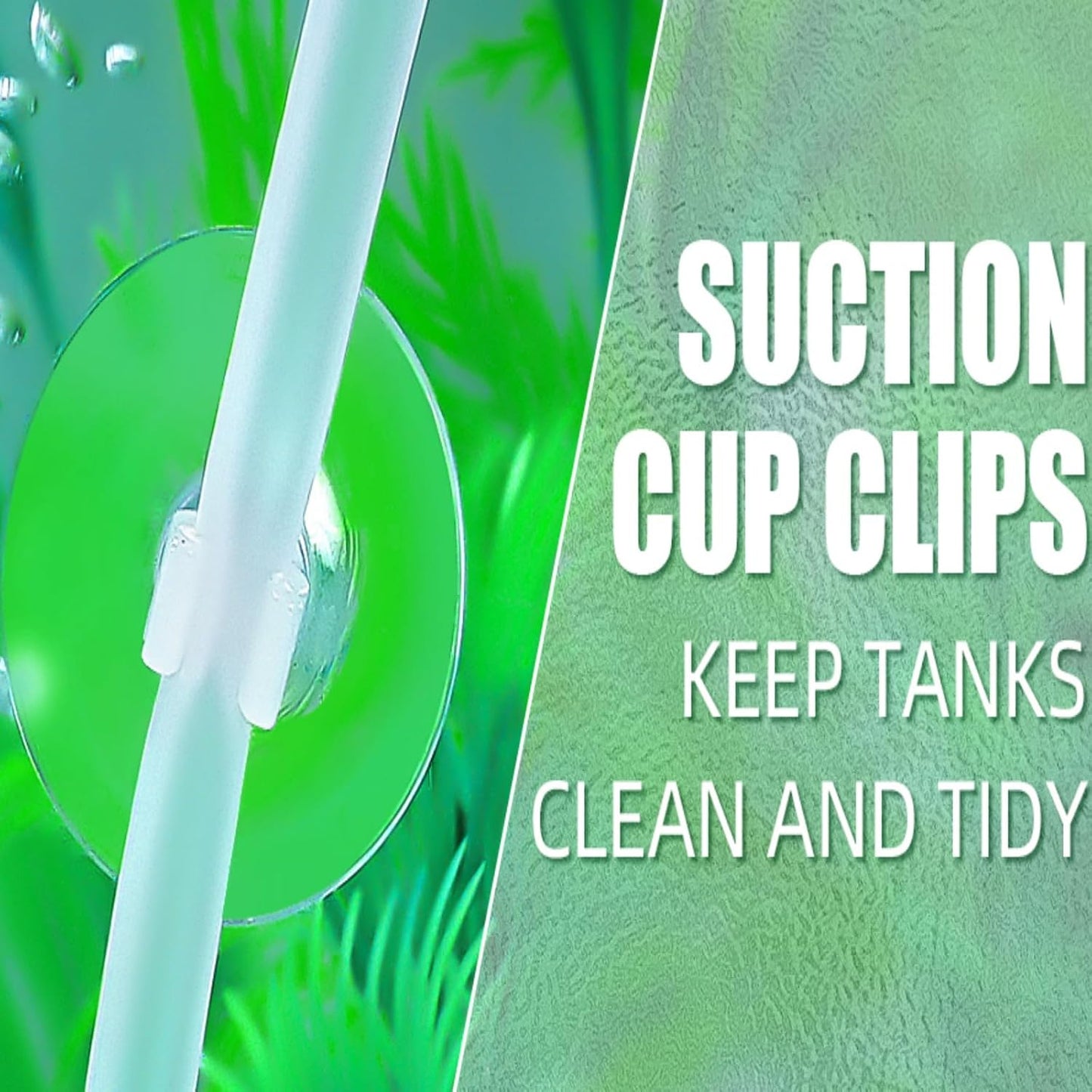 Close up view of the flexible clip mechanism on the AQUANEAT transparent suction cup.