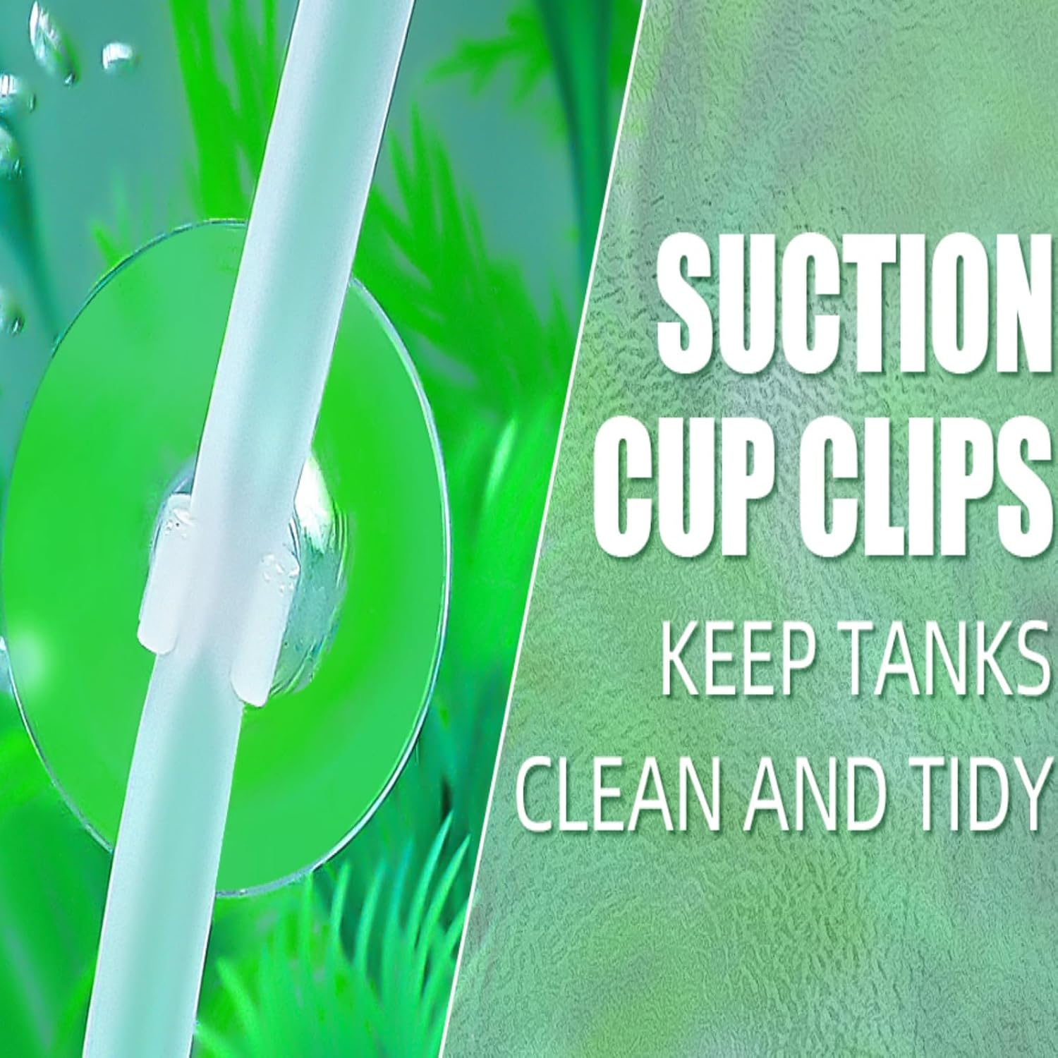 Close up view of the flexible clip mechanism on the AQUANEAT transparent suction cup.