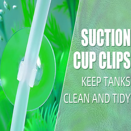 Close up view of the flexible clip mechanism on the AQUANEAT transparent suction cup.