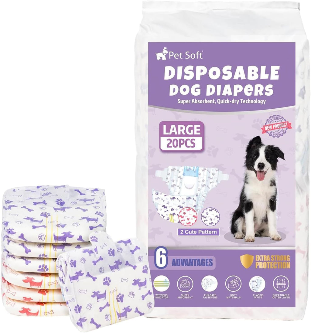 Pet Soft Female Dog Diapers - Disposable Doggie Diapers with Wetness Indicator, Puppy & Cat Diaper Super Absorbent, Fit for Female Dog in Heat or Incontinence, 40pcs (XXS, Mixed) - Image 13