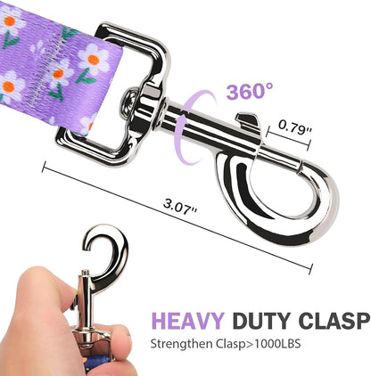 Hikiko six foot dog leash highlighting the three hundred and sixty degree rotating metal clasp