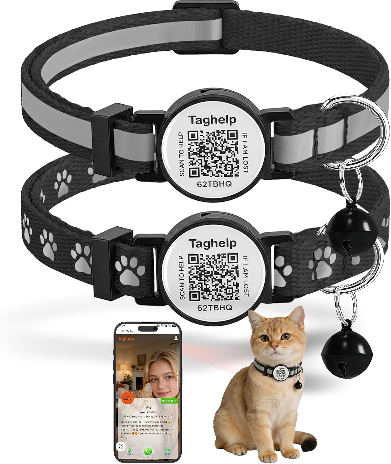 2 Pack Solid & Safe Safety Kitten Collars with Smart QR Code ID Tag for Girl Boy for Cats, Pet Collar, Breakaway Cat Collar,Silent, Lightweight,Durable QR Code Pet ID Tags (Blue) - Image 10