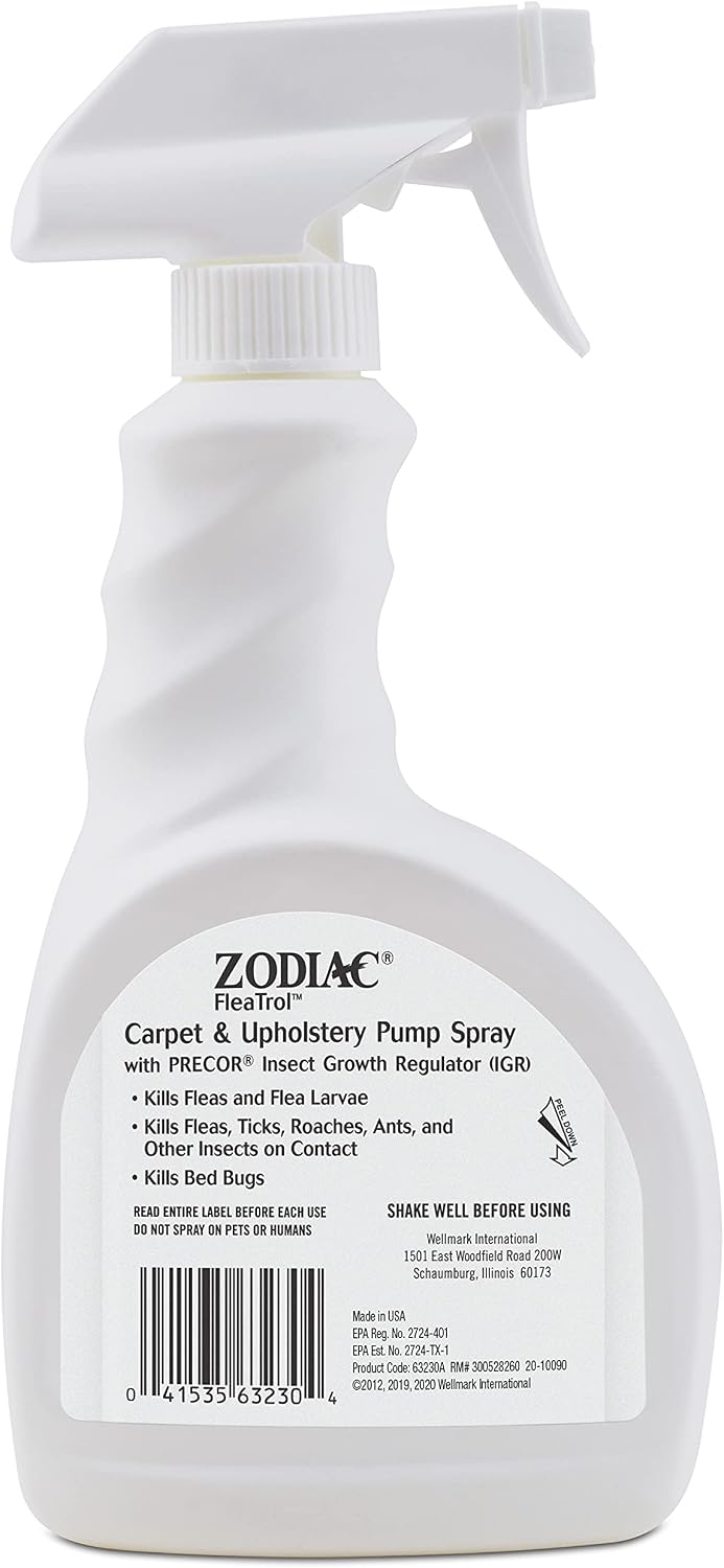 Zodiac indoor flea and tick pump spray for home carpets and upholstered furniture