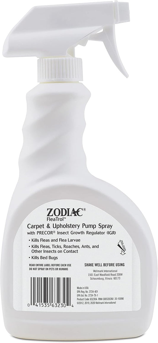 Zodiac indoor flea and tick pump spray for home carpets and upholstered furniture