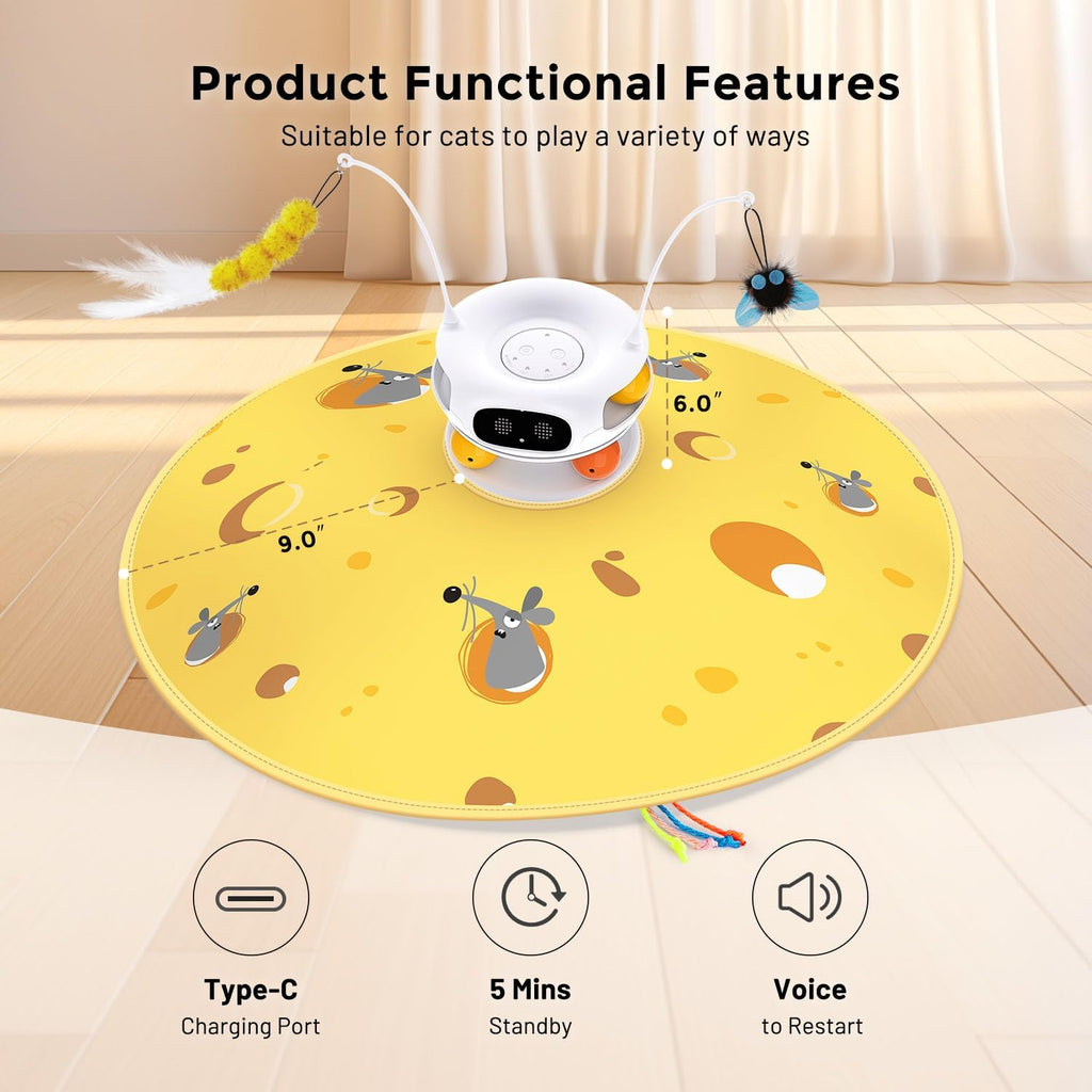 ZOMISIA automatic cat toy bundle including all interchangeable worm and feather attachments.
