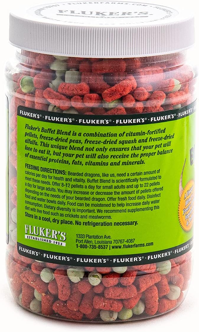 Fluker's reptile food 7 Ounces package back label details