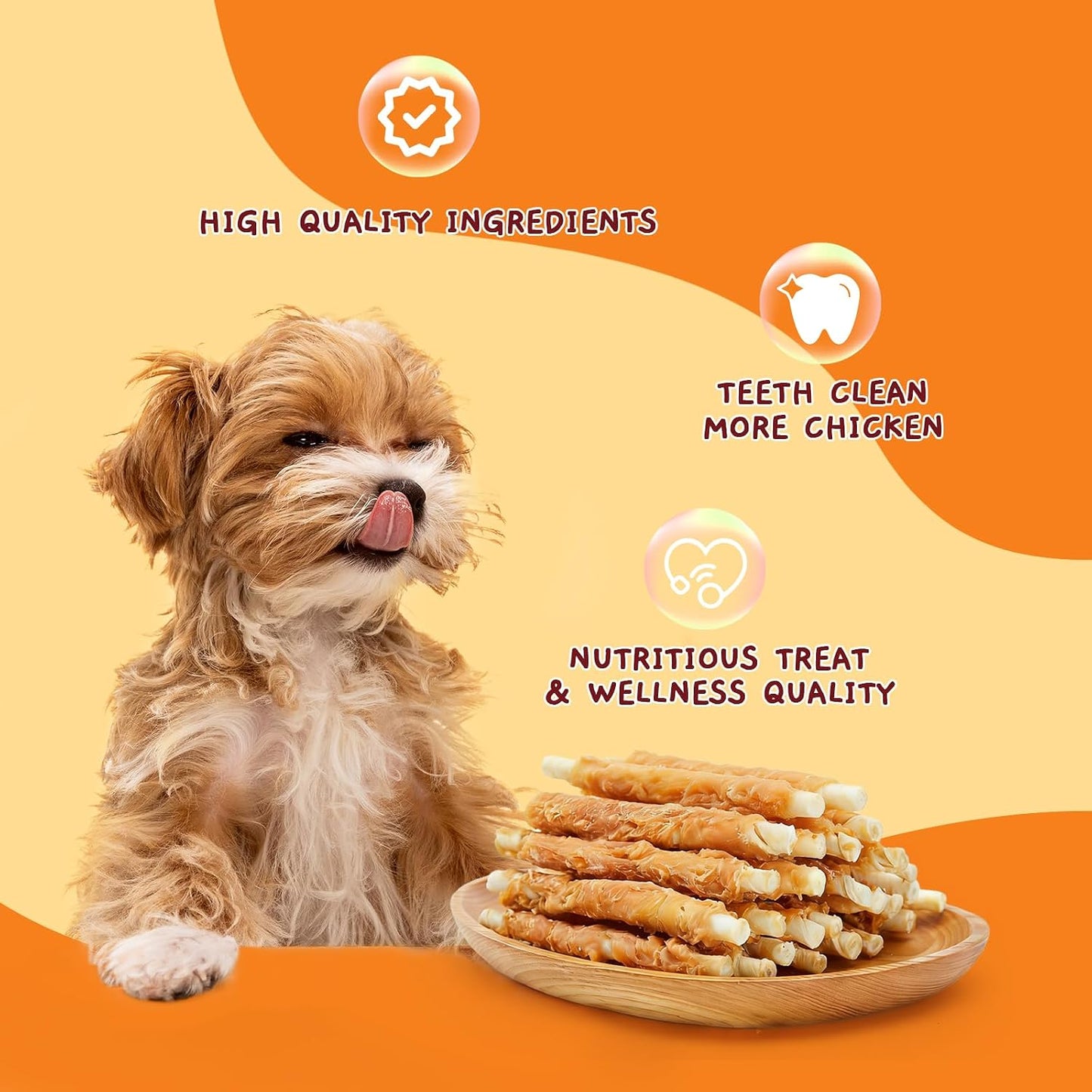 Jungle Calling 10.6 ounce dog treats pile on wooden background