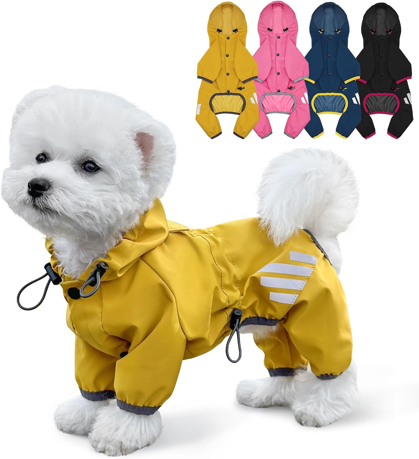 Premium imported weather protective puppy gear on plain background