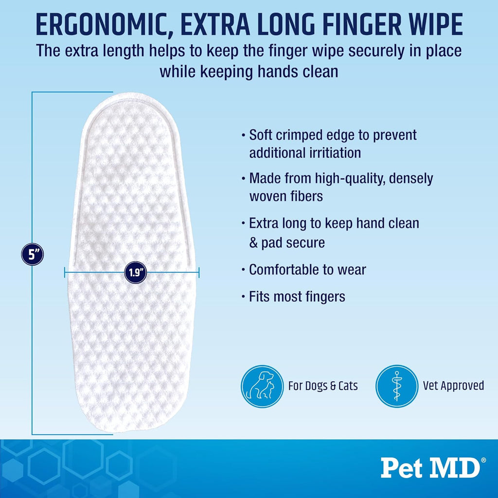Side profile of Pet MD Advanced Ear Finger Wipes packaging