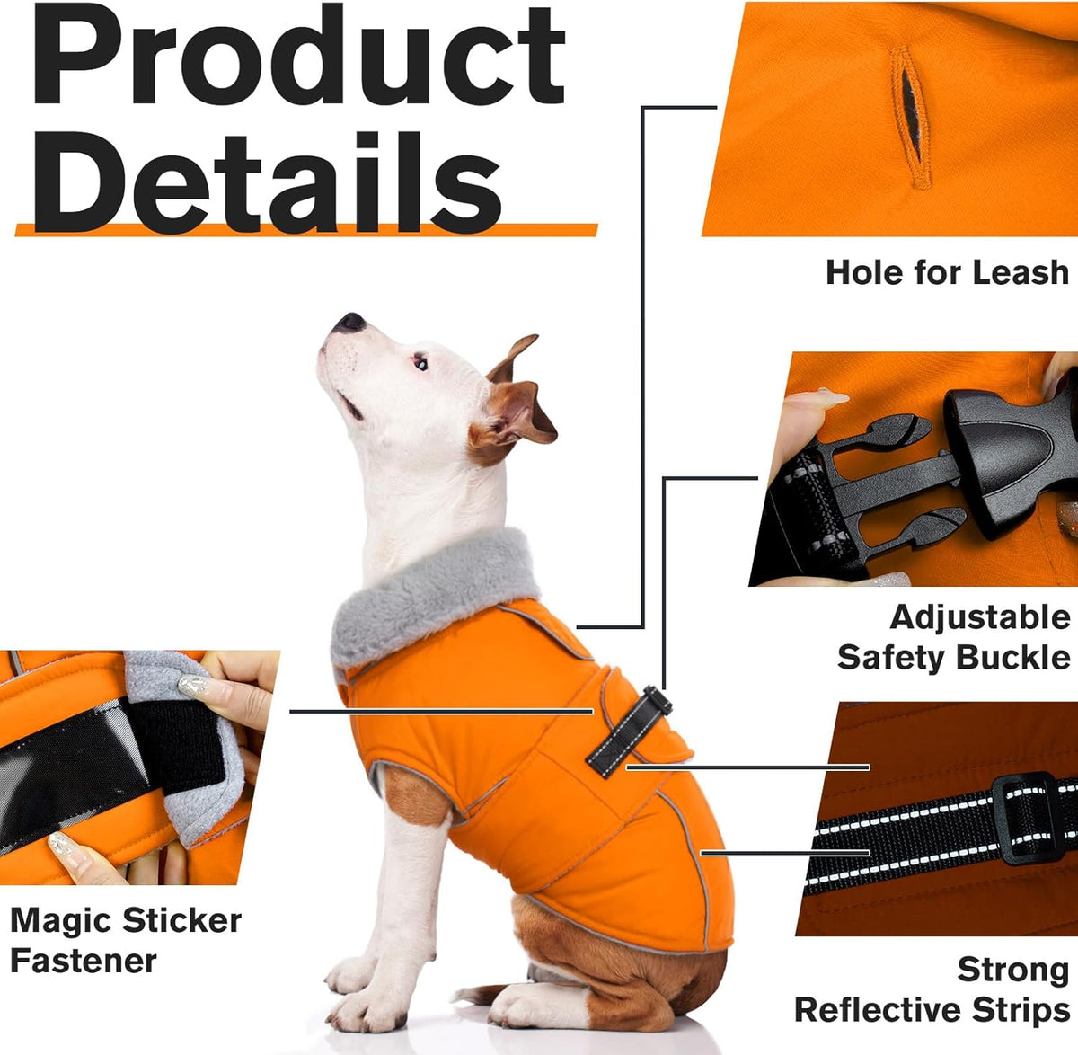 Leash hole feature on back of Lelepet dog coat