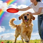 Vibrant multi-colored imitation pearls and butterfly flower charms on the LATUMCO pet collar.