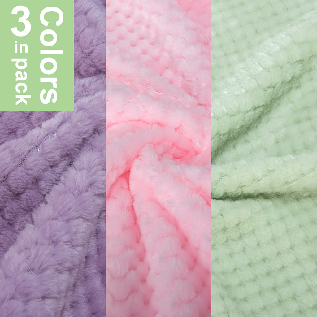 POMIU pack of 3 dog coats in pink purple and light green colors.
