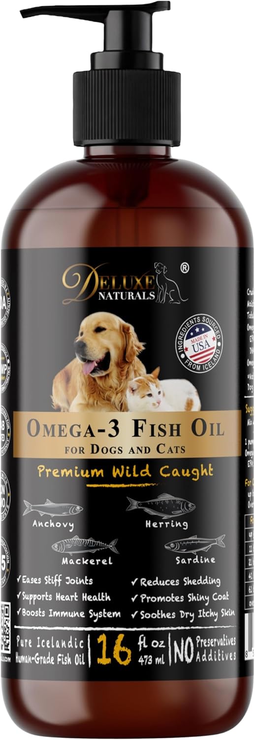 Omega-3 Fish Oil for Dogs & Cats - 2-Pack (16 fl oz Each) High-Potency Wild-Caught Fish Oil with 800 mg EPA + 525 mg DHA per Teaspoon, Supports Skin & Coat and Joint Health Supplement - Image 13