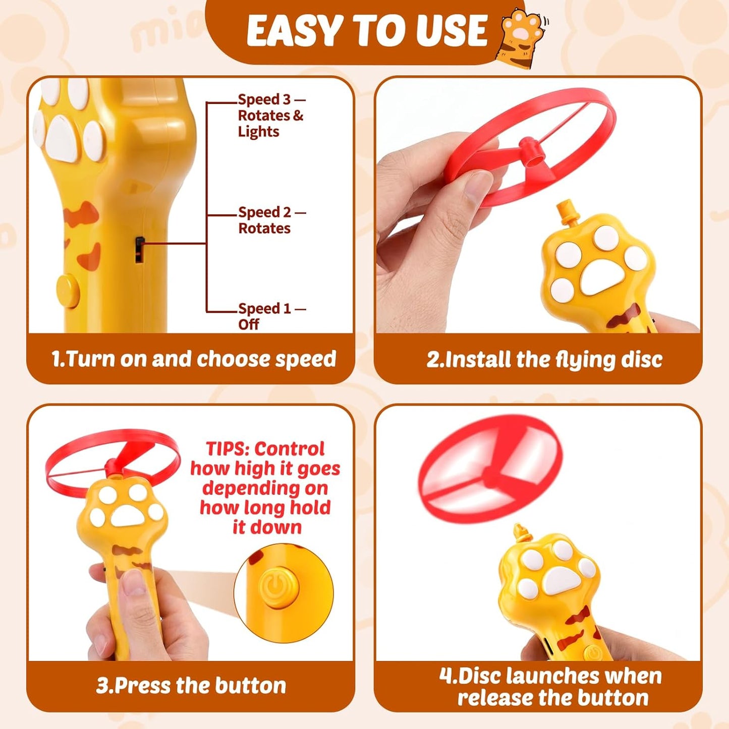 Glow in the dark flying discs and interactive spring toys for indoor cats