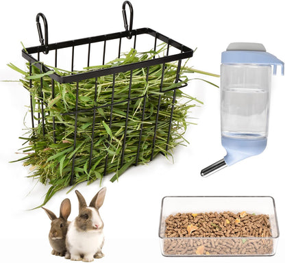 Sangle Sopffy Rabbit Feeder and Water Dispenser Set, Gravity Food Bowl with Water Bottle for Cage, Small Animal Feeding Station for Bunny, Guinea Pig, Chinchilla, Ferret, Hedgehog, Blue 2-Piece Set - Image 9
