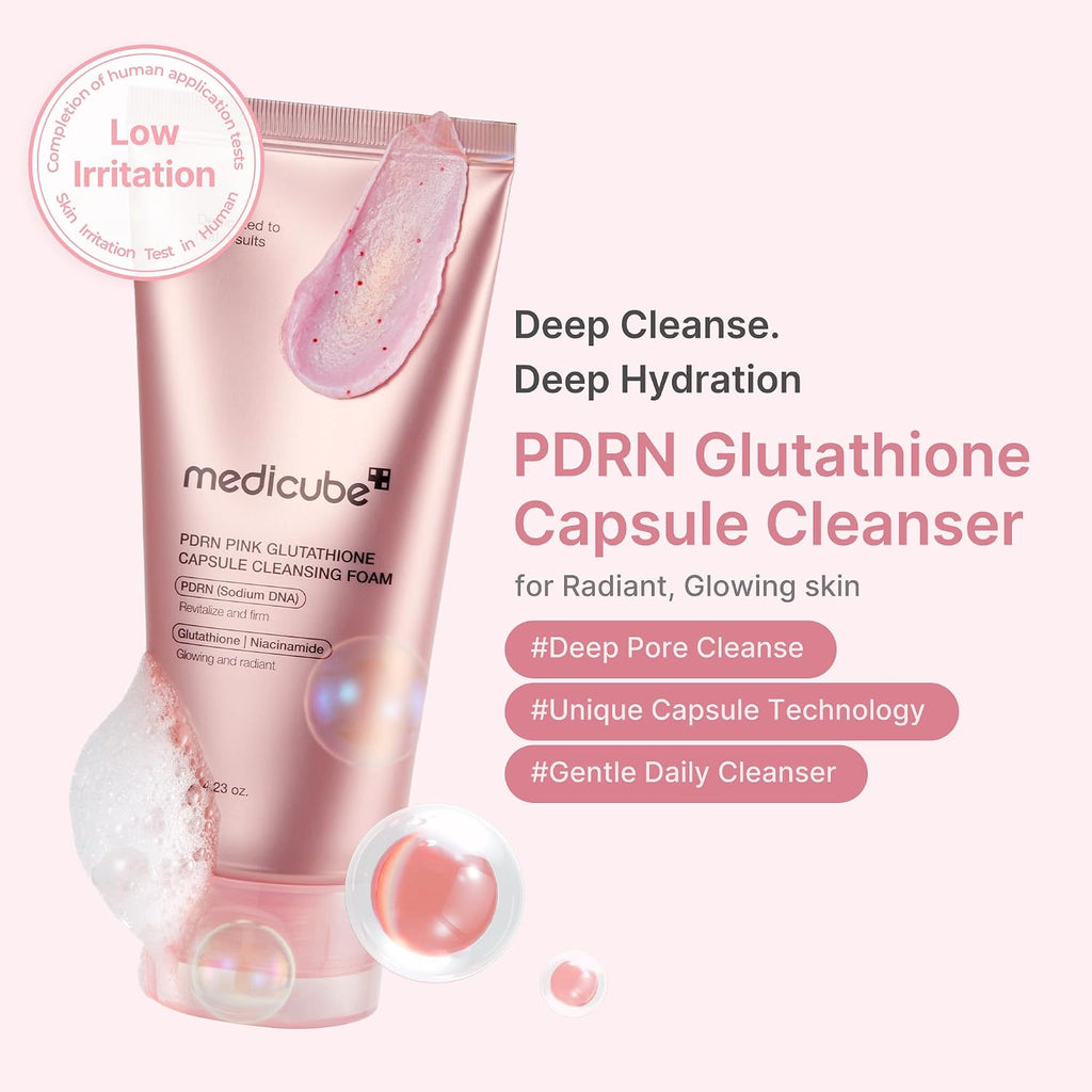 medicube Facial Cleanser PDRN Pink Glutathione Capsule Foam Cleanser - Image 2