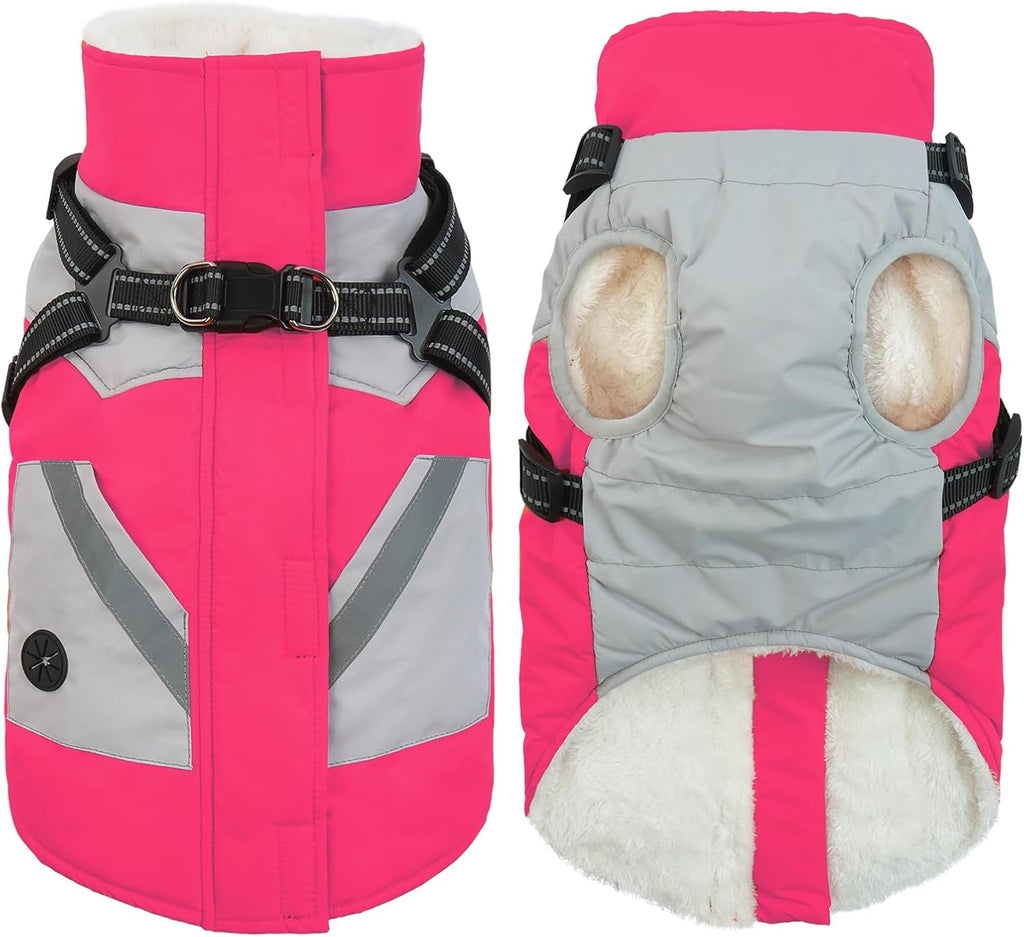 IECOii Dog Coat for Large Dogs, Orange, X-Large - Waterproof Winter Fleece Jacket with Harness, Turtleneck, Reflective Straps, Zipper Closure - Image 11