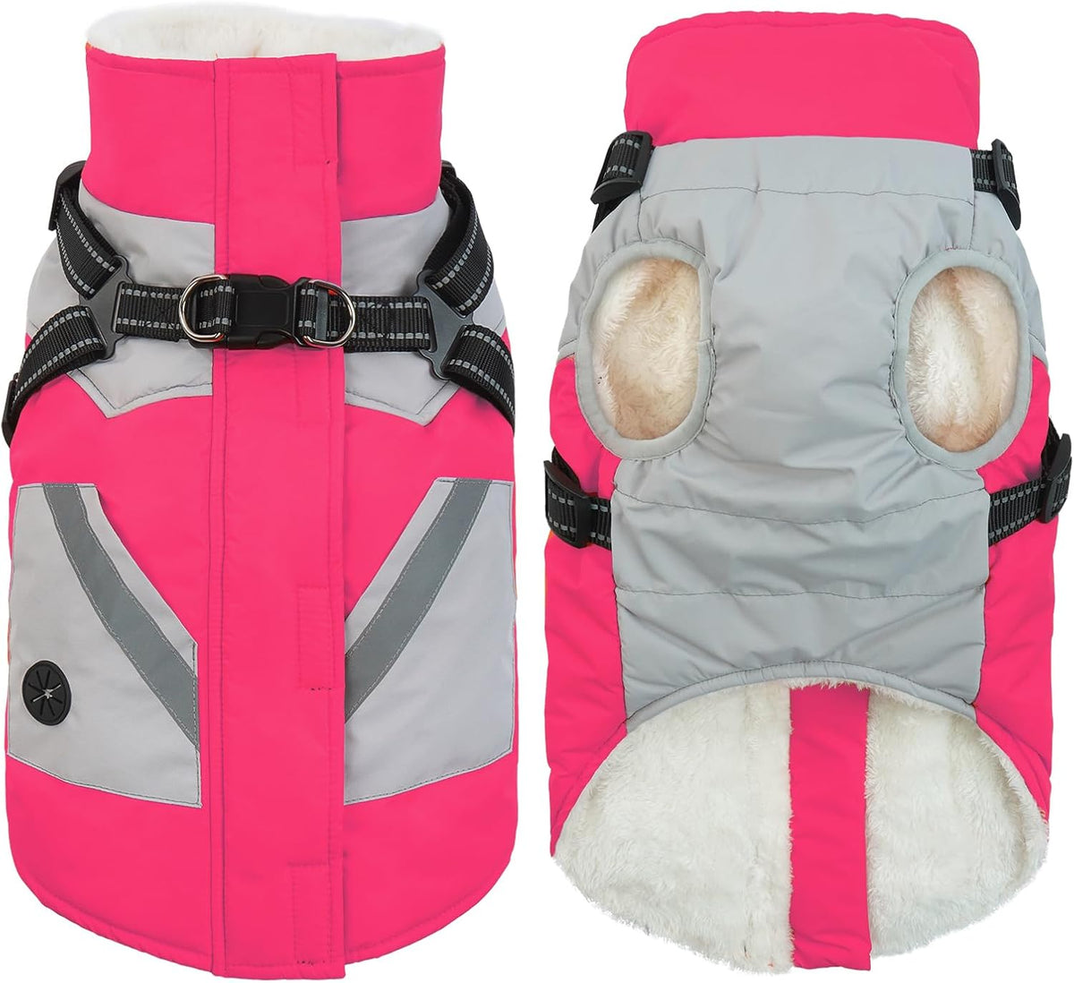 IECOii Dog Coat for Large Dogs, Orange, X-Large - Waterproof Winter Fleece Jacket with Harness, Turtleneck, Reflective Straps, Zipper Closure - Image 11