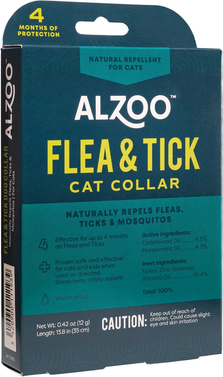 Adjustable Alzoo natural cat collar for pest protection