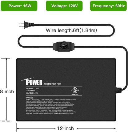 Under tank placement of iPower reptile terrarium heater