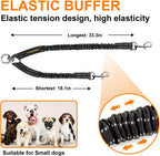 MingXpets double dog walking training leash black nylon material close up