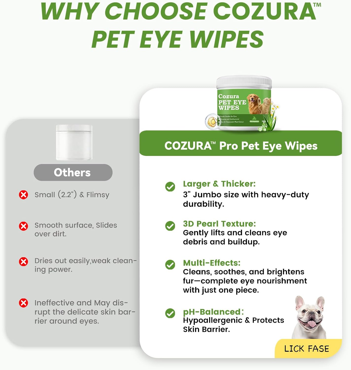 Alcohol free safe if licked puppy eye discharge cleaning pads